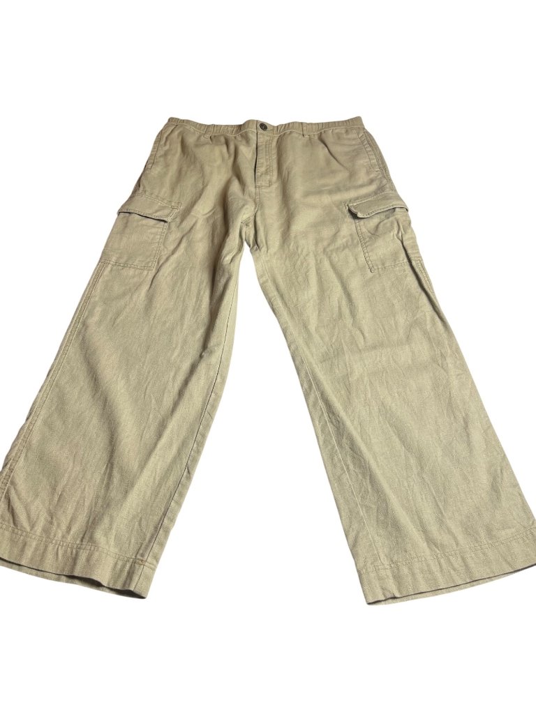 Paradise Collection Women's Xl Beige Linen Blend Cargo Pants Elastic Waist